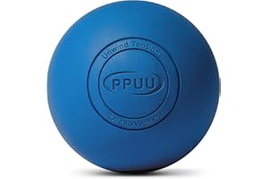 PPUU Lacrosse Ball Massage Ball for Myofascial & Trigger Point Release, Muscle Knots, Yoga Therapy – Improves Joint Mobility & Relieves Pain – Back, Neck, Chest, HIPS, Legs – 2.5-Inch Solid Blue Rubber