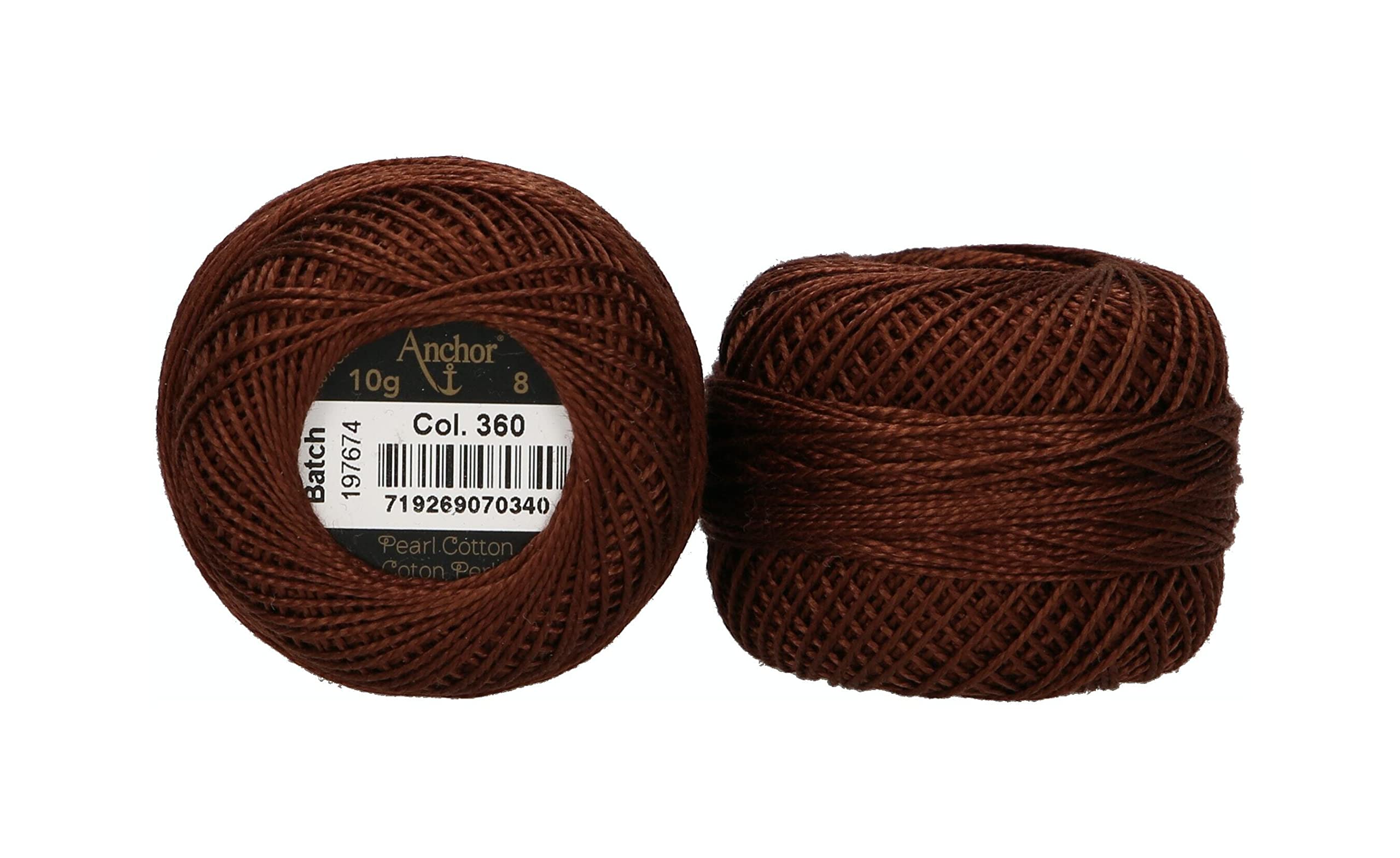 Anchor Pearl Yarn, Thickness: 8, Packaging: 10G, Running Length: 82M kaffeebraun Embroidery Threads