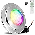 Goldlife 6,000LM Marine Underwater LED Light for Boat, B4-1 RGBW w/RF Remoter, 4.3" 60W DC10-30V 6LED, Dimmable Color-Changing IP68 Submersible Yacht Transom Pontoon Light Surface Mount 316 Stainless