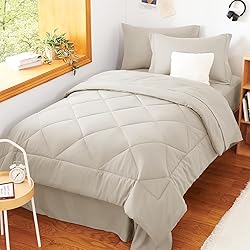 CozyLux Twin Comforter Set with Sheets Beige - 5