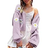 Womens Y2K Cardigan Sweaters Long Sleeve Open Front Cropped Flower Knit Cardigan Aesthetic 90s Shrug Back to College Outfits
