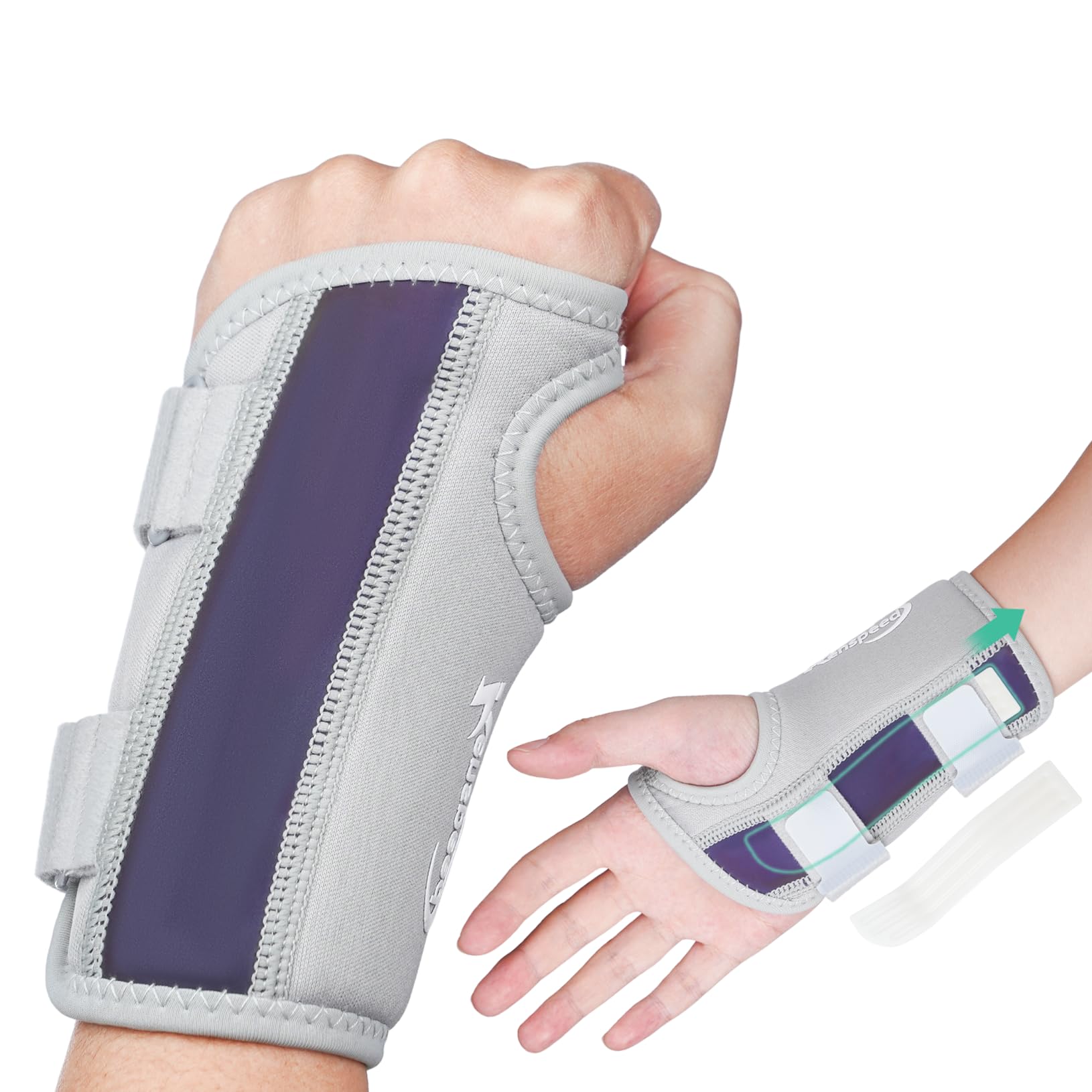 Photo 1 of Kenspeed Wrist Brace for Carpal Tunnel Night Support with 2 POM Stays, Wrist Splints Left/Right Hand Stabilizer Adjustable Wrist Support for Tendonitis Arthritis Pain Relief (Lightgrey-Left, M)
