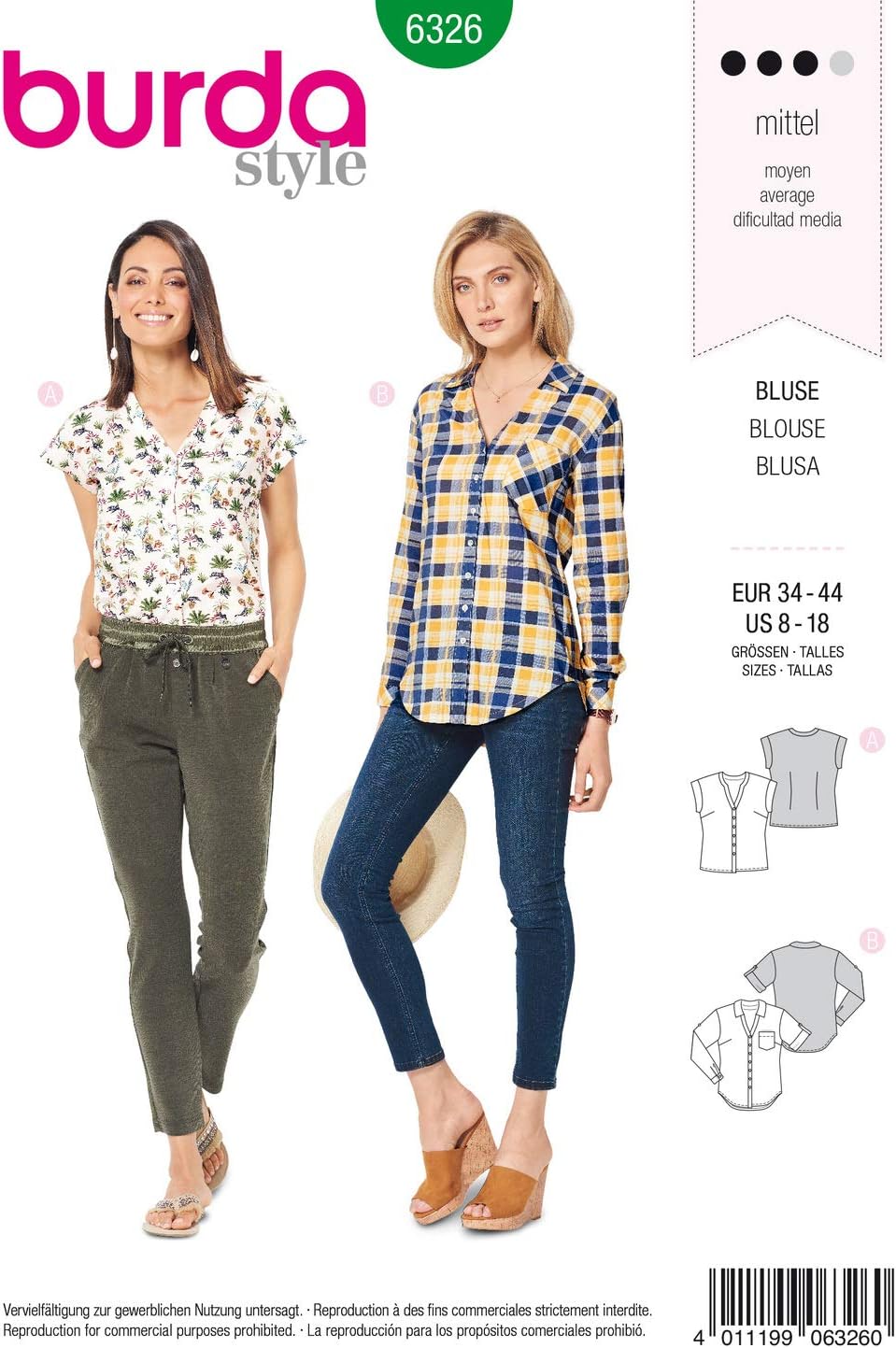 BurdaStyle Sewing Pattern B6326 Misses' Shirt with V Neck