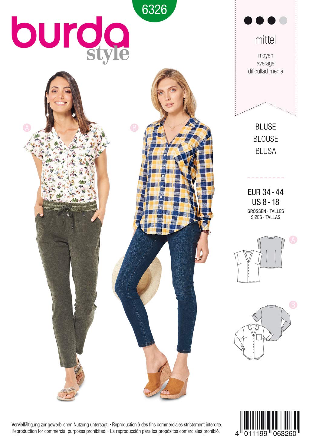 BurdaStyle Sewing Pattern B6326 Misses' Shirt with V Neck