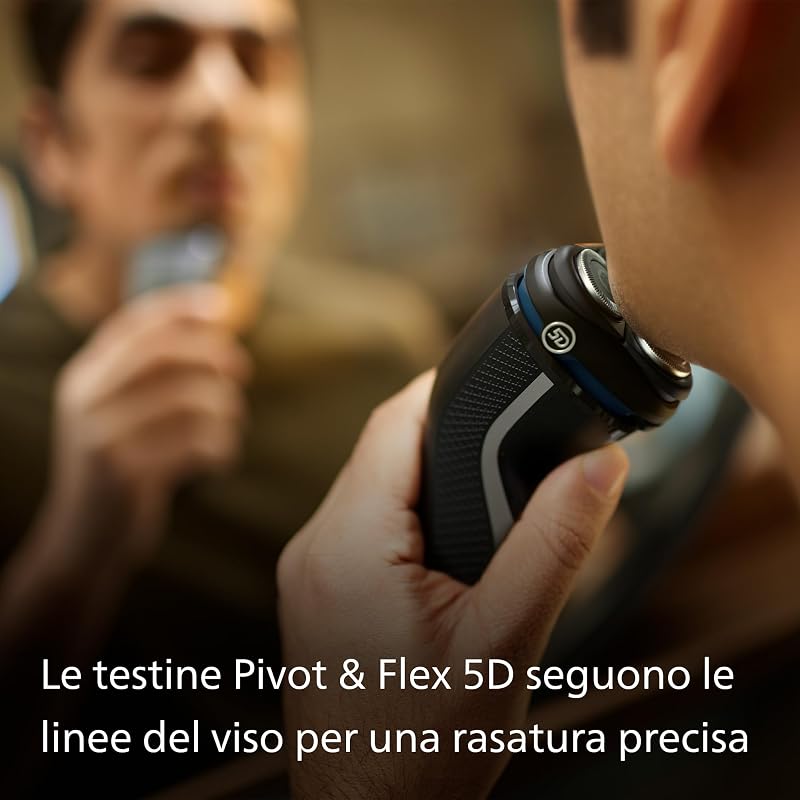 rasoio elettrico serie 3000 - Rasoio elettrico Wet & Dry per uomo con tecnologia SkinProtect, colore Deep Black, rifinitore a scomparsa, rasoio cordless, astuccio da viaggio (modello S3241/12)