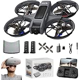 VR FPV Drone with Camera and VR Glasses for Beginners, Brushless Motor, Altitude Hold, Optical Flow Positioning, One Key Takeoff/Landing, APP Control, First-Person View Drones, RC Quadcopter with LED Lights 2 Batteries, Beginners Friendly Drones Cool Gifts for Adults X226 Drone with Built-in Propeller Guard