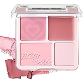 JUDYDOLL 2 In 1 Blush Highlighter Palette, Blush Cream & Glowy Blush, Buildable Color for Cheeks, Cute Makeup, Lightweight, Smooth Powder, Multi-Use, Matte Finish or Radiant Look