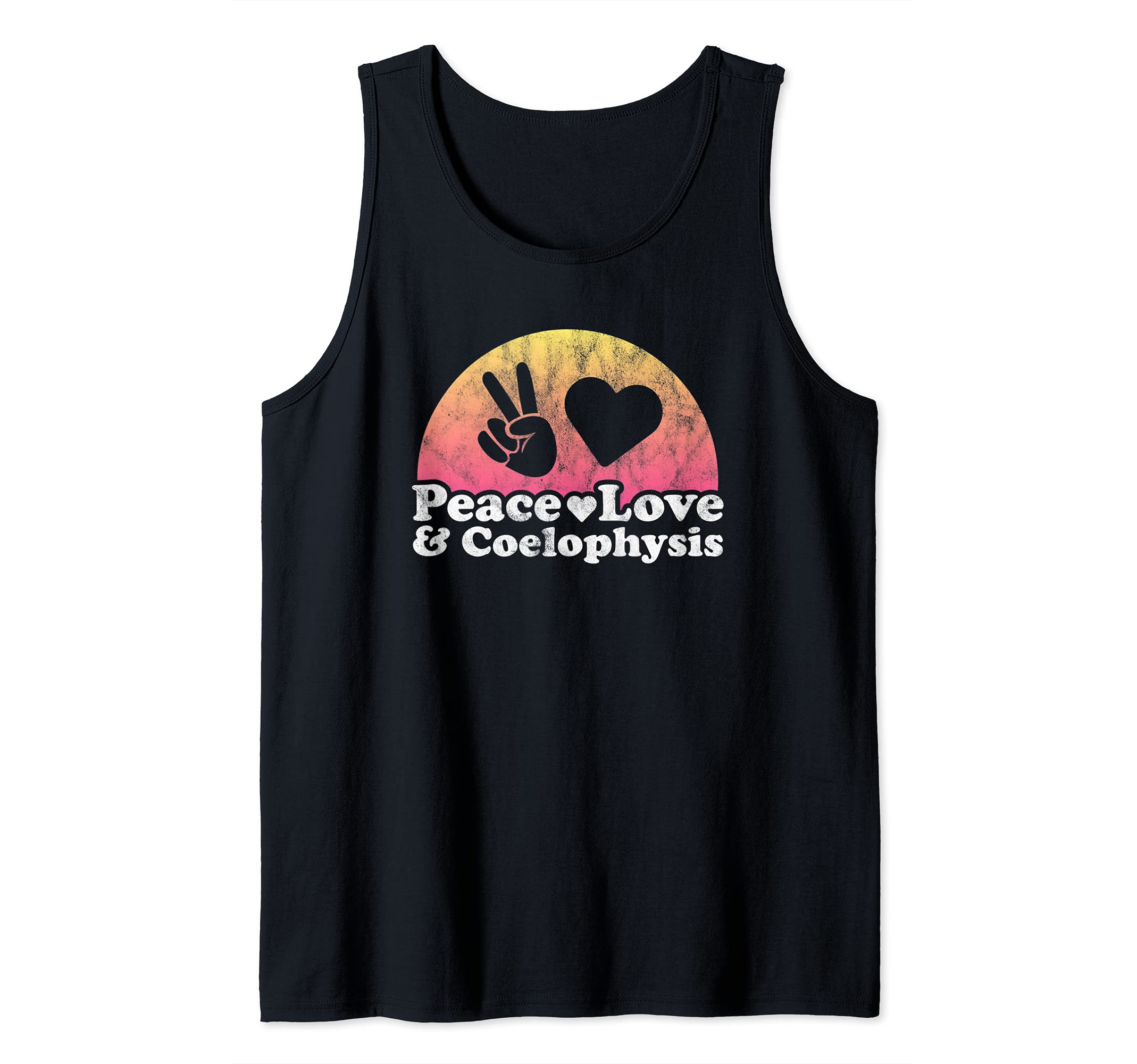 Peace Love and Coelophysis Dinosaur Tank Top
