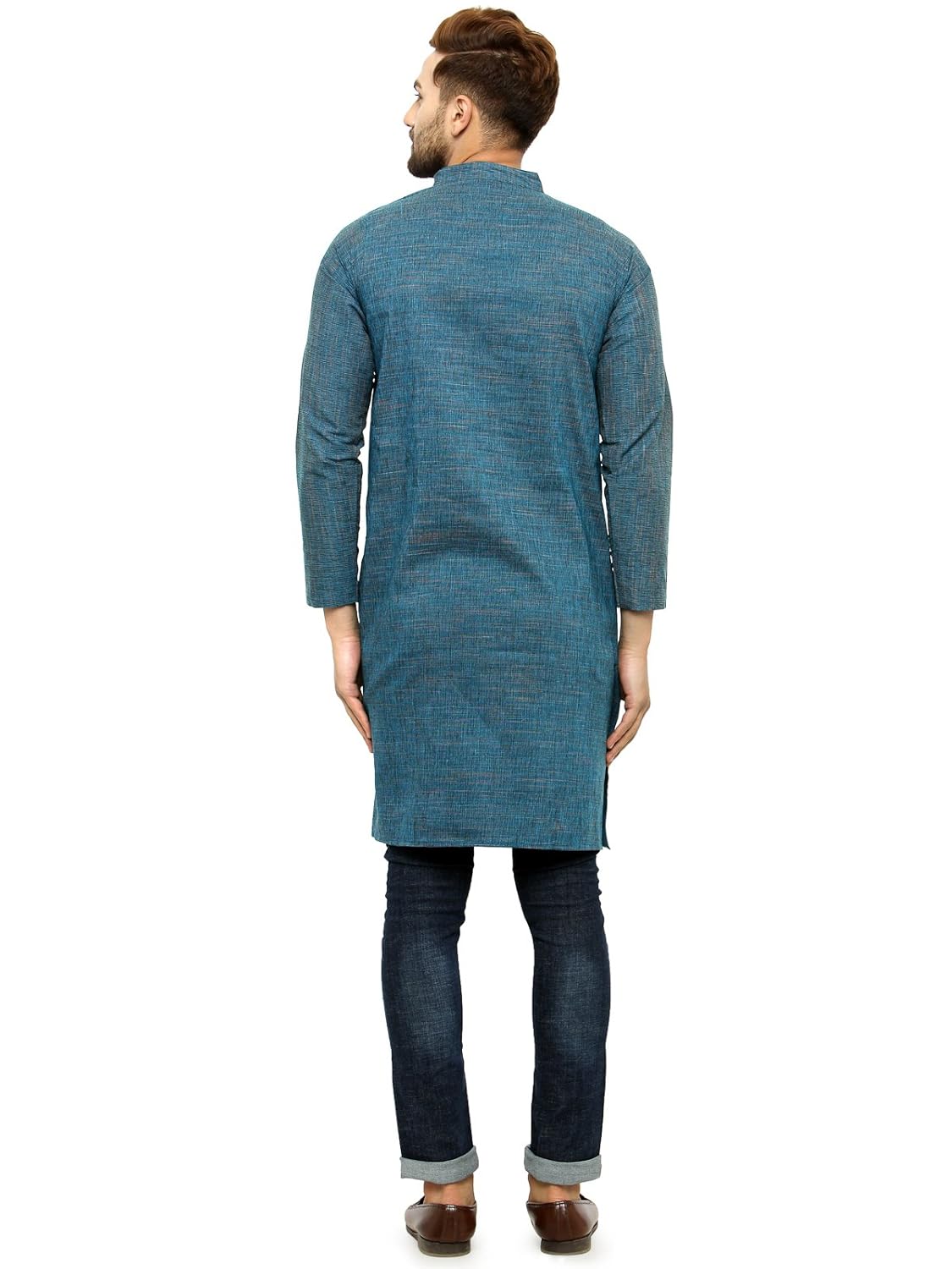 enchanted drapes mens' solid cotton long kurta