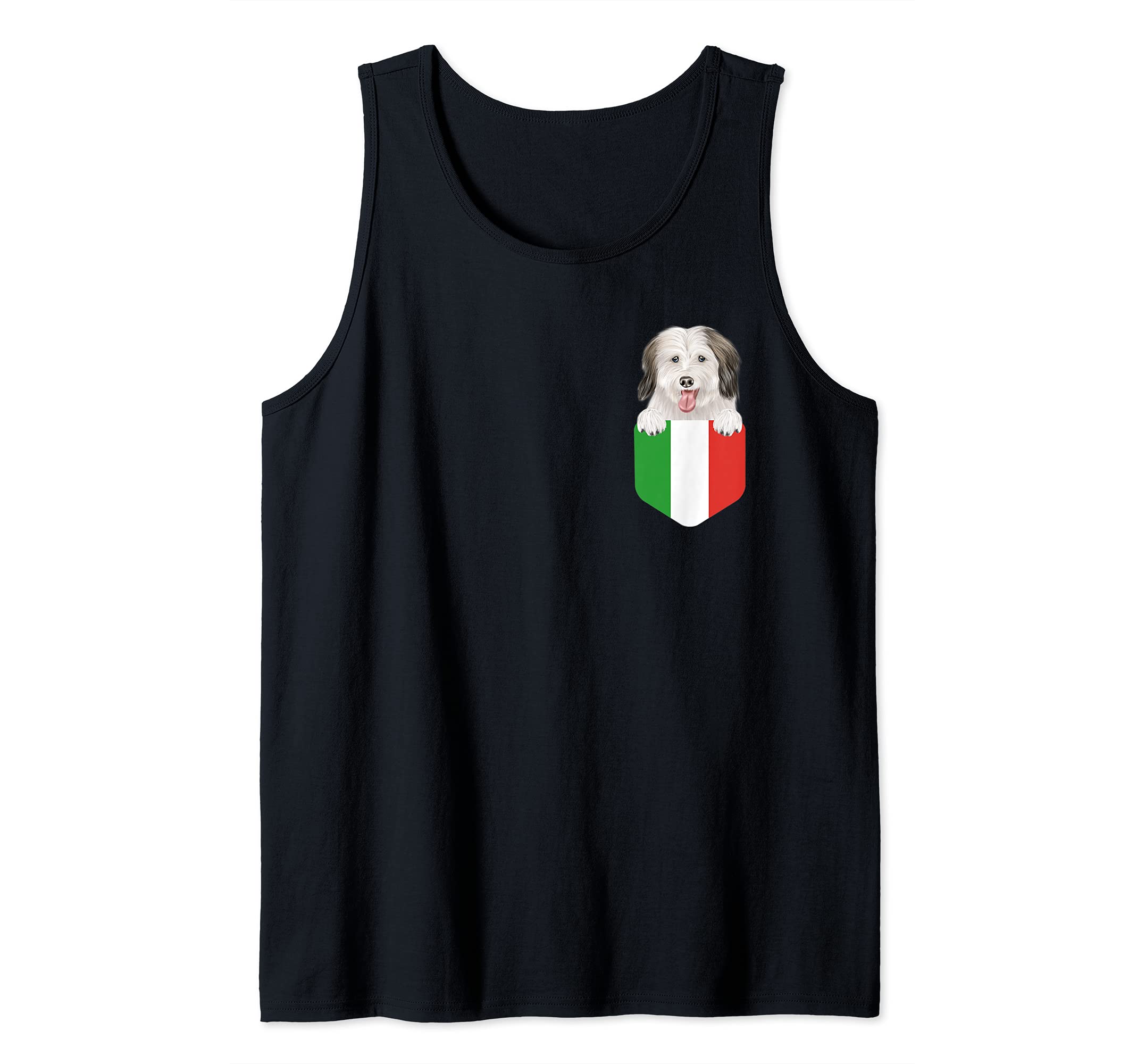 Italy Flag Coton de Tulear Dog In Pocket Tank Top