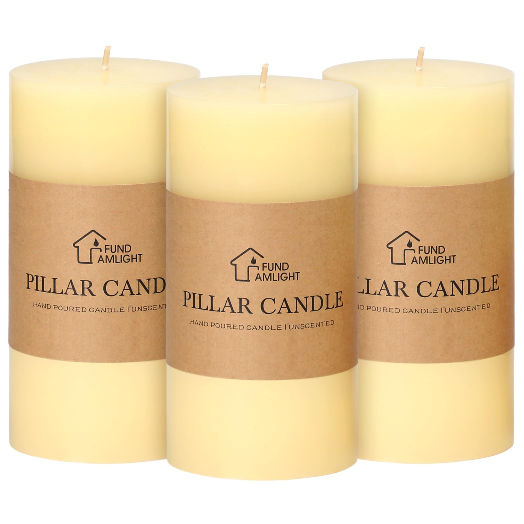 Photo 1 of 3x6 Inch Ivory Pillar Candles Set of 3-Decorative Unscented Pillar Candle, Long Burning Dripless Candles for Table Decor, Smokeless Large Pillar Candle for Wedding Table, Dinner