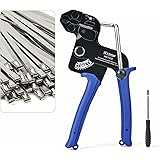 iCrimp WCT322 Stainless Steel Cable Tie Gun for Fastening and Cutting up to 12mm Width Cable Ties, c/w 100 Pieces Stainless S