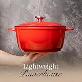 nuovva Non-Stick Aluminium Pot with Lid 4L 24cm Red Dutch Oven view 7