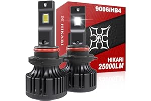 HIKARI WINGS Hikari 2025 25000LM 9006 HB4 LED Bulbs, Fog Light, 45W Upgraded Core Chips, High Lumens LED Kit, 6000k Cool White, IP68 Waterproof, Foglight