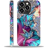 AshaPro for iPhone 15 Pro Case with 2-in-1 Glossy All Inclusive Anti Fall Doublelayer Protection Soft TPU+PC Back Pattern Case Compatible with iPhone 15 Pro 6.1inch for Women Diamond Bird