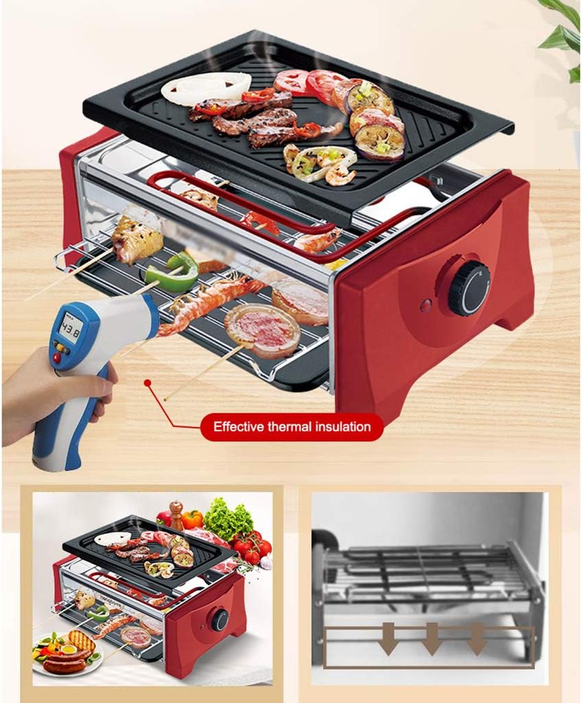 review 3-Serving Electric Indoor Grill, Ideal for Parties and Family Fun, Detachable Cleaning, Stepless Temperature Adjustment, 900W