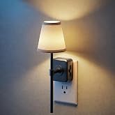 JandCase Night Lights Plug into Wall, Vintage Nightlights | Dusk to Dawn Sensor, 0-100LM Dimmable, Pleated Fabric Beige Lamp for Living Room Bedroom Hallway