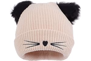 LIUSUPER Women Girls Winter Sequin Cat Ears Hat Knitted Warm Beanie Hat Cute Ski Skull Cap Crochet Beanies