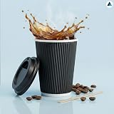 Nationwide Paper 8oz Triple Wall Ripple Cups with Lids Black 50 Pack view 4