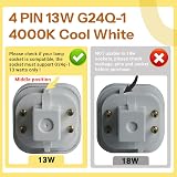 Akynite 13W G24q-1 4-Pin CFL 850LM 4000K 2U Shape AC220-240V 2pcs view 4