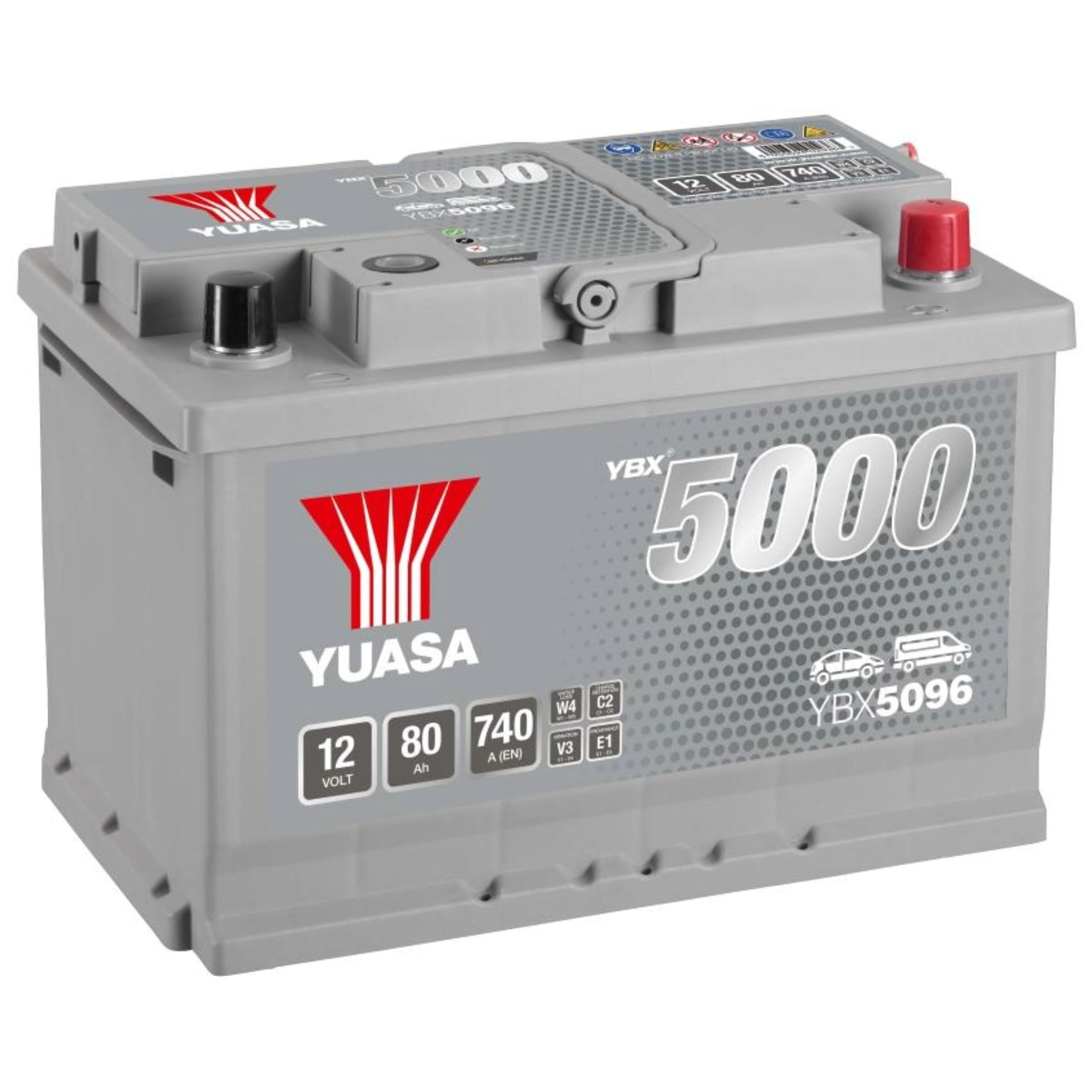 Yuasa YBX5096 12V 80Ah 740CCA Silver High Performance Sealed Maintenance Free Car Battery