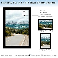 QOTIB 5.5x8.5 Picture Frame Black for Wall Hanging