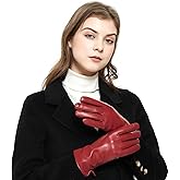 ZLUXURQ Womens Soft Genuine Lambskin Leather Touchscreen Winter Driving Gloves Cashmere Lined