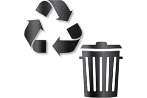 Vinyl Friend Recycle and Trash Sticker - 2.5in Metallic Black - Logo Style Symbol to Organize Trash cans or Garbage containers and Bins - Contour Cut Decal Sticker