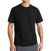 Reebok Mens Short Sleeve Crewneck Embroidered T-Shirt, Standard Fit, Lightweight Stretch Cotton Fabric