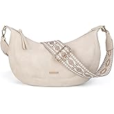 AFKOMST Boho Leather Crescent Bag Crossbody for Women Medium Half Moon Hobo Purse and Shoulder Bag for Valentine's Day Gifts | Fit Pad mini, A5 Notebook, 4 Card Slots