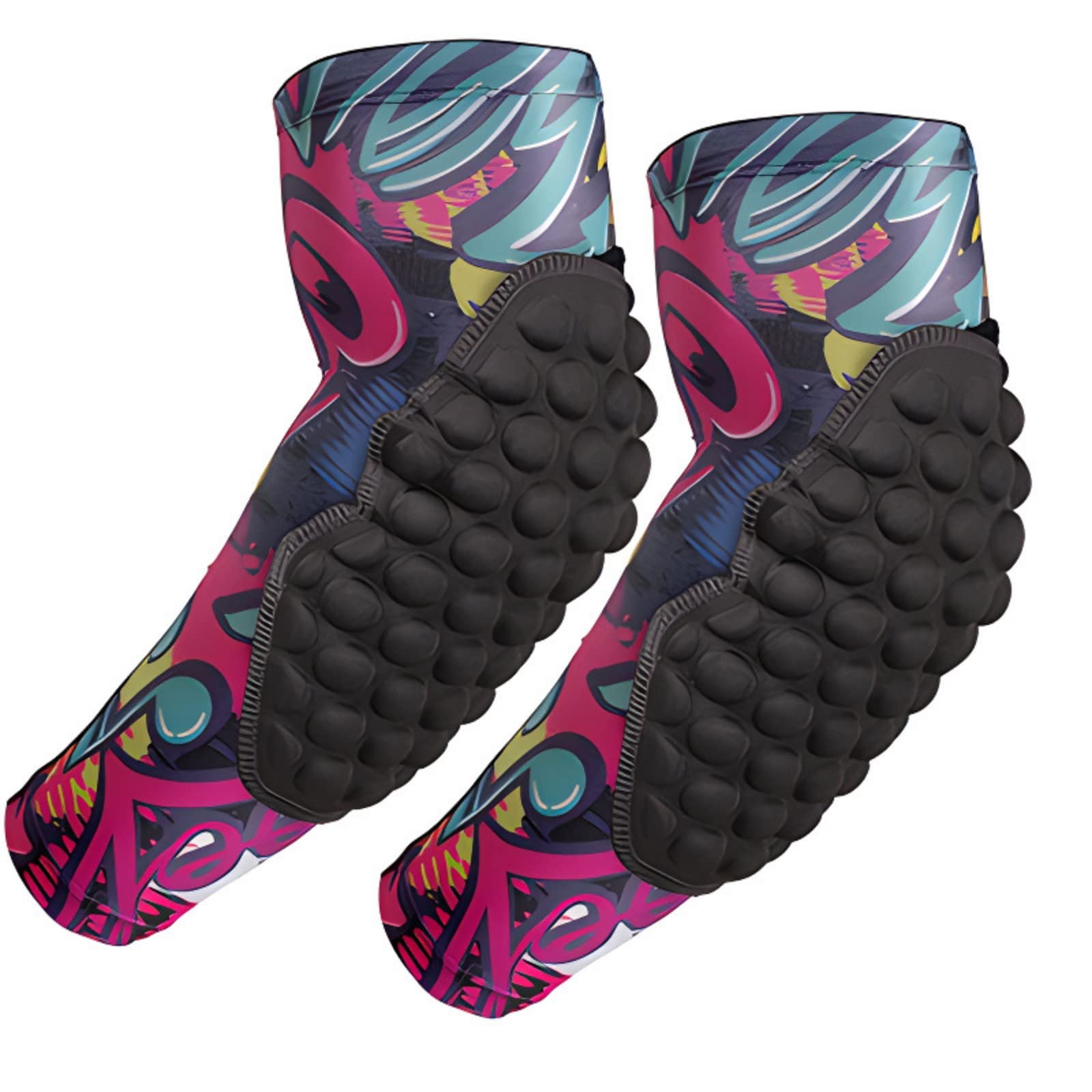 Topeter Elbow Sleeves, Padded Arm Sleeves, Protective Compression Pads for Basketball, Volleyball, Football, 1 Pair (Pink, YL)