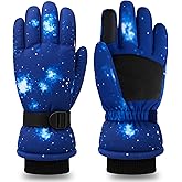 Cutiland Valentines Day Kids Skiing Gloves,Ski Snow Glove for Boys Children Valentines Winter Snow Gloves 9-15 Years,Waterproof Winter Glove for Cold Weather Outdoor Activities Skiing,Snowboarding