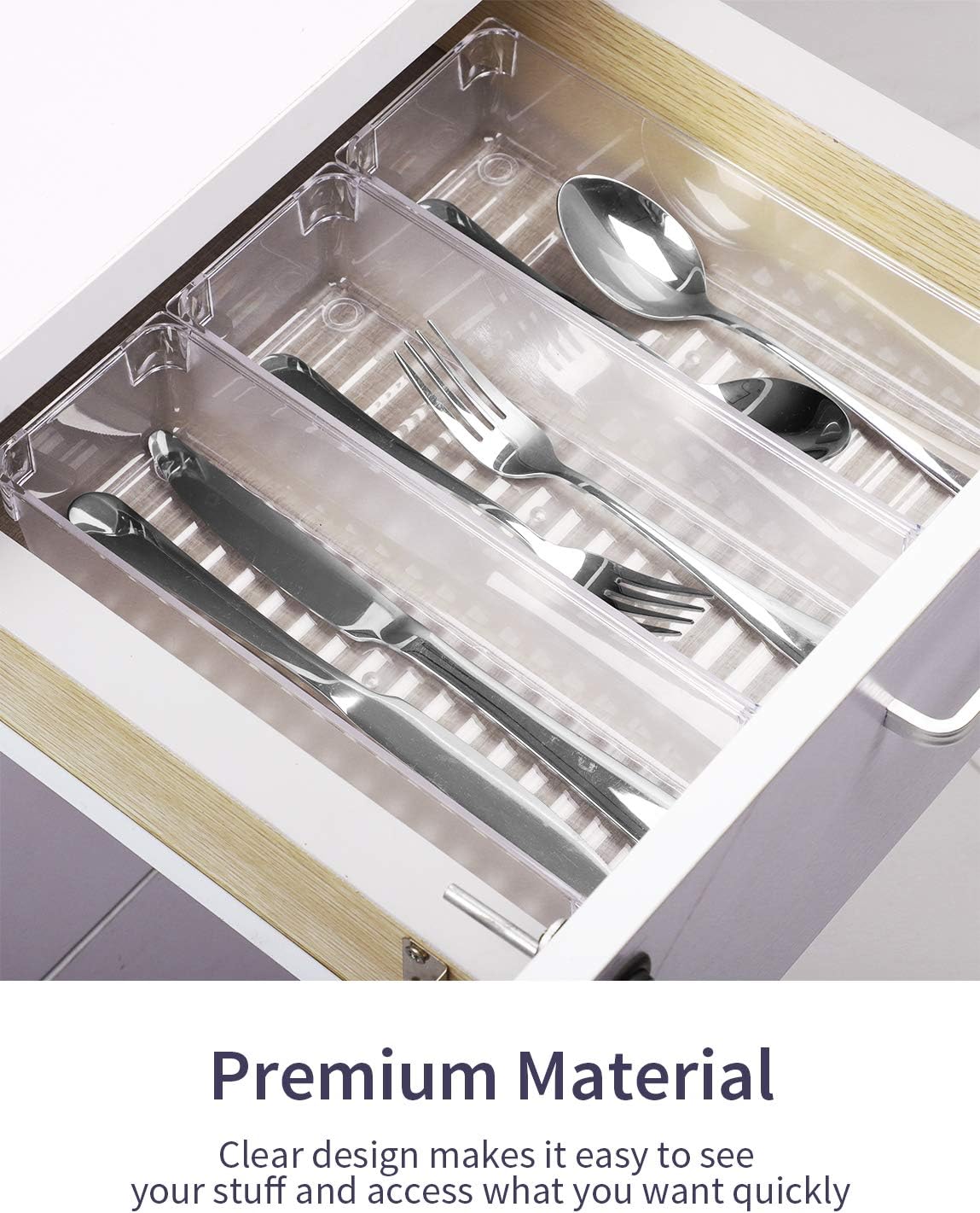Kootek 9 Pack Desk Drawer Organizer Trays, Large Capacity Kitchen Drawer Organizers Bathroom Plastic Bins Utensils Silverware Cutlery Tray Dividers for Dresser Cosmetic Office Accessories Makeup Tools: Home & Kitchen
