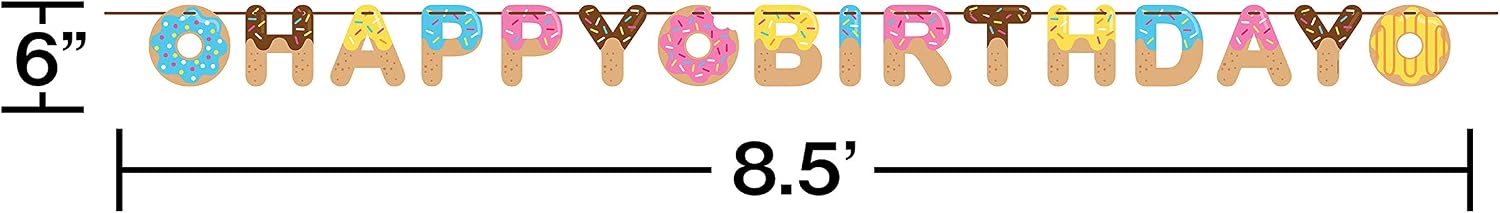 Creative Party PC324234 Donut Theme Happy Birthday Ribbon Banner-1 Pc, Paper, Multicolor 6" x 8.5', Multi Color - Image 3