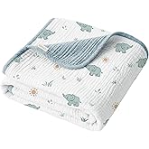 Konssy Muslin Baby Blankets for Girls Boys, 100% Cotton Crib Blanket for Baby Infant Toddler, Super Soft and Lightweight Nursery Blankets 40"x36" (Elephant)