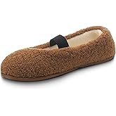 AWFI Women's Curly Full Home Slippers Fuzzy Mary Jane Flats for Women Slip On Memory Foam Ballet Flats Indoor and Outdoor House Slipper Shoes Woman Cozy Bedroom Slipper with Polar Fleece Lining