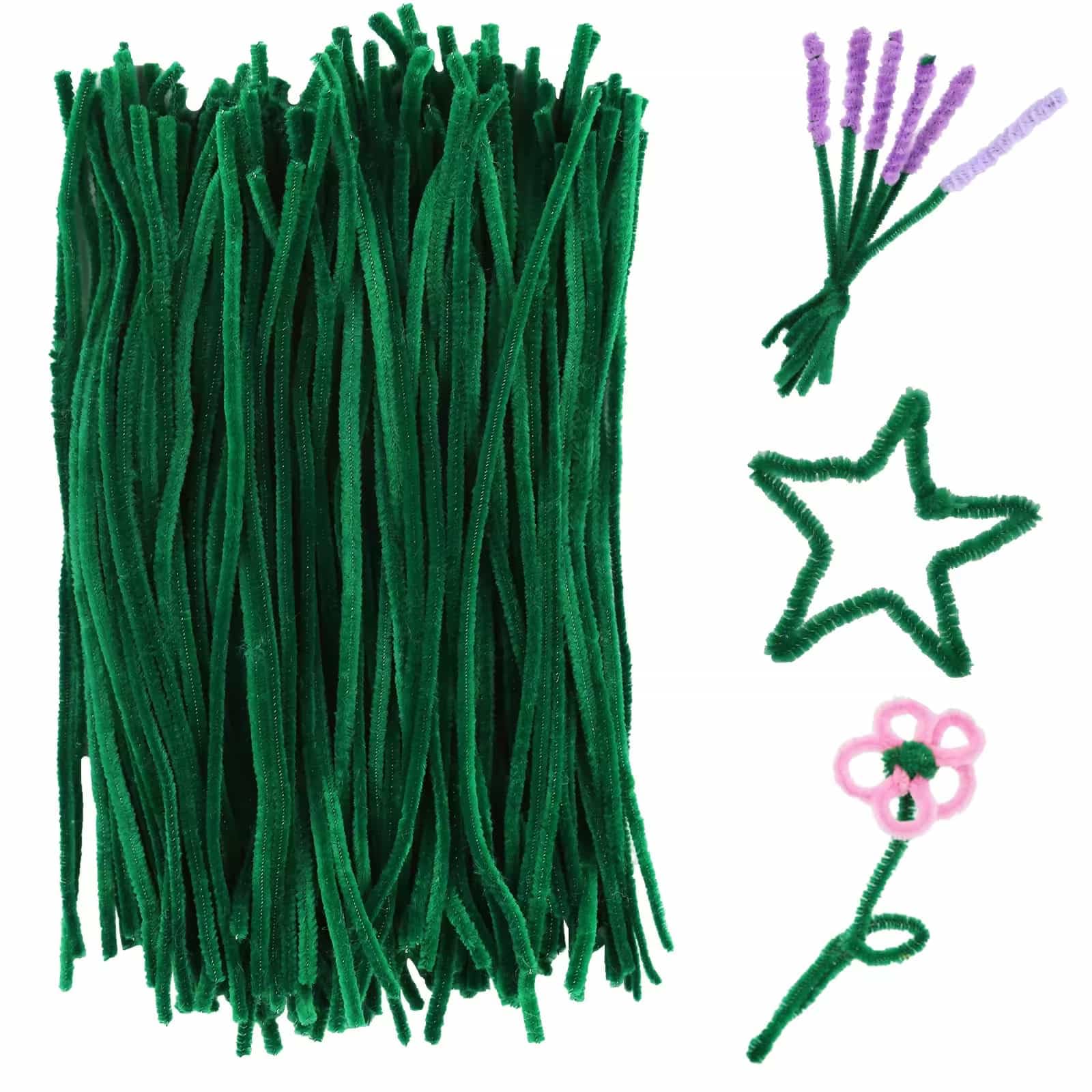 200 Pcs Cleaners Chenille Stems Pipe Cleaners for Craft, Pipe Cleaners Craft Supplies, Long Flexible Pipecleaners Craft Supplies for DIY Art Craft Decorations (Green)