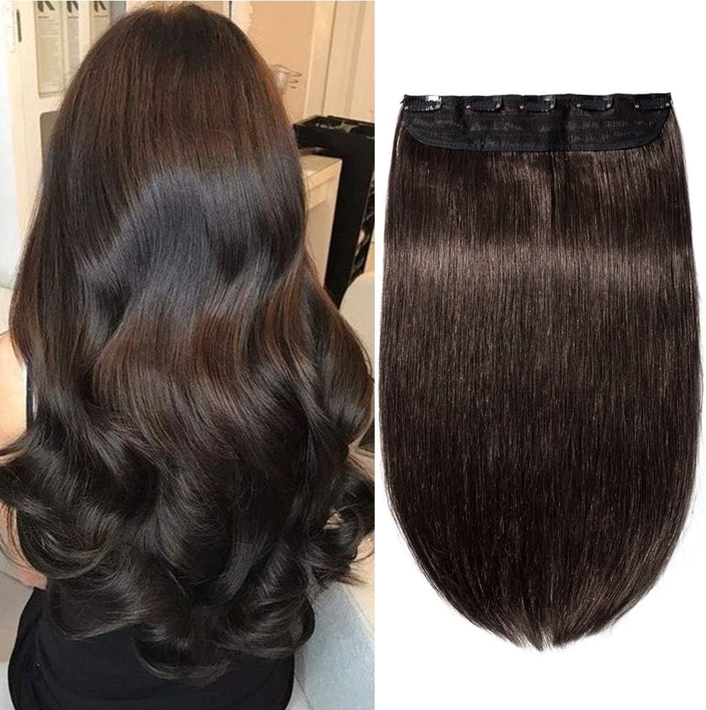 Silkco One Piece Hair Extensions Human Hair Clip in Remy Real Hair