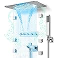 Doozoler Shower Faucet System Set, Rain System,23 Inch LED Smart Thermostatic System, Full Body with Music Bluetooth Control, and Handheld Spray (23inch System)