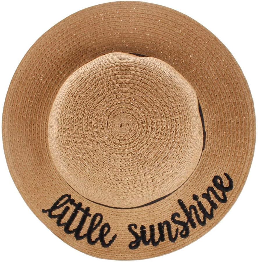 Girls Sun Hat,Zerototens 3-12 Years Old Children Beach Straw Hat Summer Sun Protection Wide Brim Cap Baby Letter Printed Casual Breathable Hat Woven Beach Hats