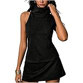 RoseSeek Women's Fold Over High Neck Tops Sleeveless Fitted Tank Tops Western Outfit