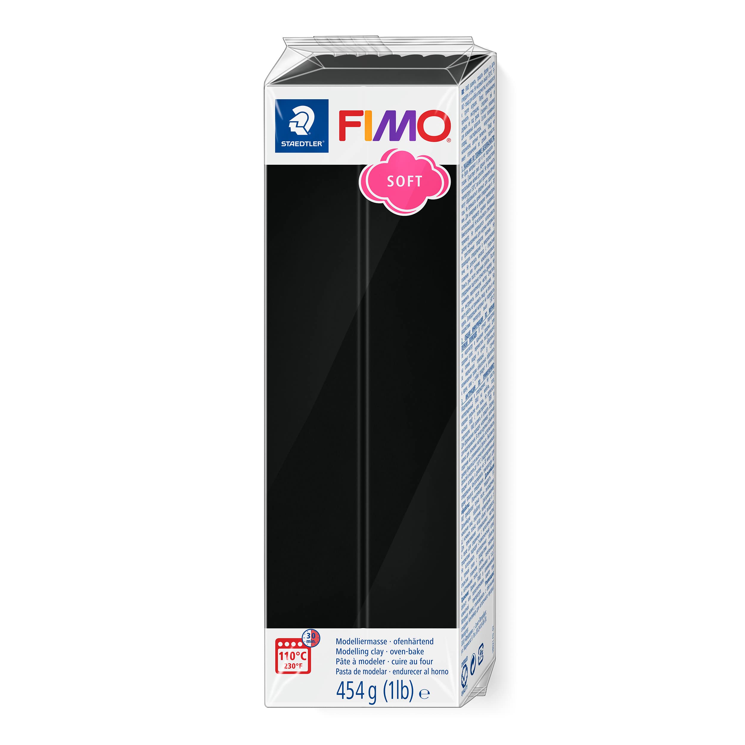 STAEDTLER 8021-9 FIMO Soft Oven-Hardening Polymer Modelling Clay - Black (1 x 454g Block)