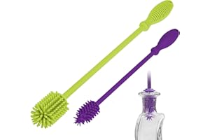 A-Brush Silicone Bottle Cleaner Brush, 2 Piece Set, Flexible, Long Handle - Water Bottle Cleaner, Baby Bottle Nipple Brush for Plastic & Glass, BPA-Free Dish Washing Brush A2S Protection