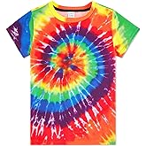SunFocus Boys Tie Dye Shirt Size 4-14 Hippies Senior Rainbow Tees T Shirts for Kids