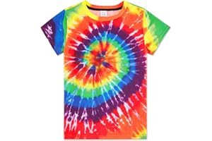 SunFocus Boys Tie Dye Shirt Size 4-14 Hippies Senior Rainbow Tees T Shirts for Kids