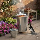 Srendi 90 Litre Galvanised Steel Incinerator with Lid and Free Shovel view 5