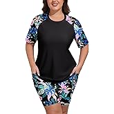 Arolina Rash Guard for Women 2 Piece Swimsuits UPF 50 Swim Shirts with Boyshorts Modest Bathing Suit Swimwear