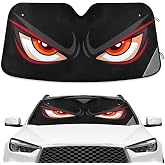 Cartoon Evil Red Eyes Windshield Sunshade Car Sun Shade Front Window Shade for Truck SUV Blocks UV Rays Sun Reflector Visor Protector Accordion Folding