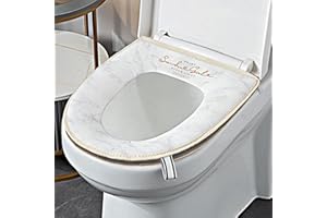CHZJ Duoduo Toilet Seat Cover with Zipper, Washable Standard Toilet Lid Cover with Handle, Soft Thicken Warm Cover Pad Cushion for Bathroom, Fits All Elongated (Oval) Toilet Seats (White)