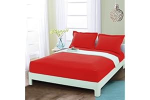 Mocassi Queen Fitted Sheet - Deep Pocket Cooling Sheets up to 16 inch - Hotel Luxury 1800 Premier - Softest Sheets - Wrinkle Resistant - 1 Single Bottom Fitted Sheet, Queen, Red